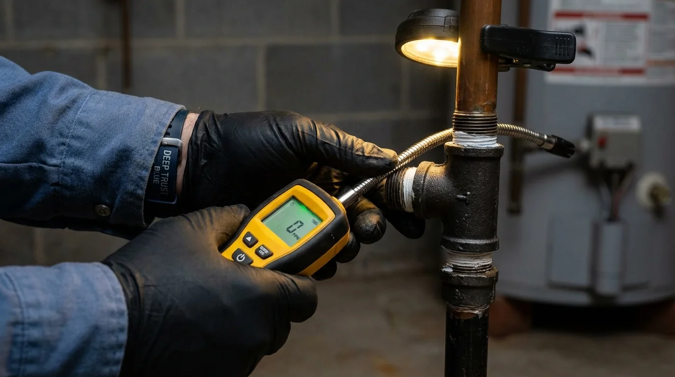 Gas leak detection with electronic sniffer by Johns Plumbing LLC in Buffalo